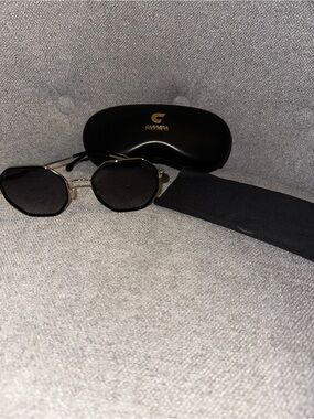 Carrera Sunglasses with Black Lenses and Gold Frame Accents